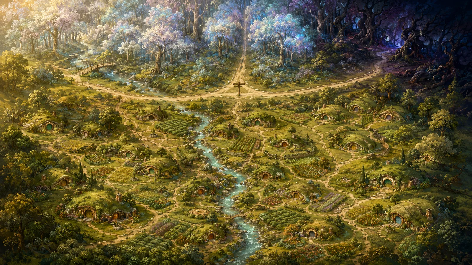 A hand-finished parchment location map of Teaminton.